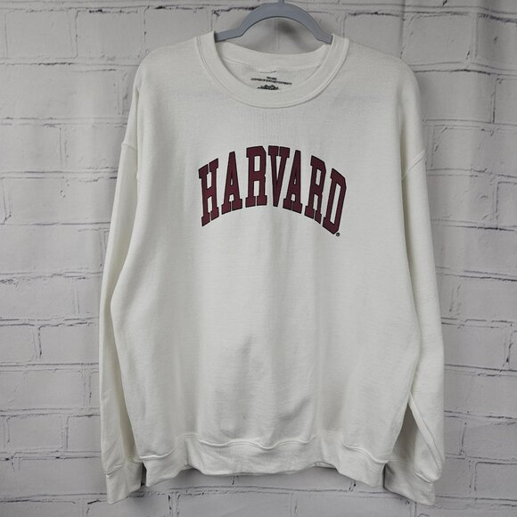 Harvard University White Crewneck Sweatshirt Mens M Cotton Blend Unisex Preowned - Picture 1 of 9